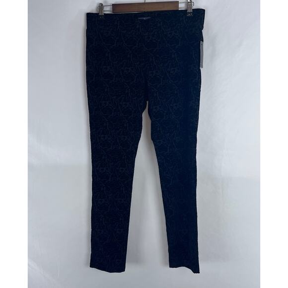 NWT Not Your Daughters Jeans 10 NYDJ Tummy Tuck Black Primrose Flocking legging - Picture 4 of 10